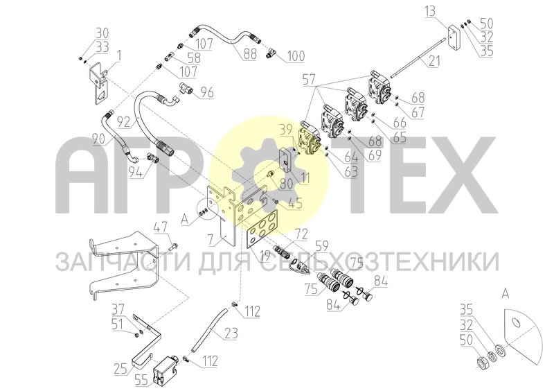 Кронштейн с муфтами БРС (2375.46.00.390-01) (№35 на схеме)